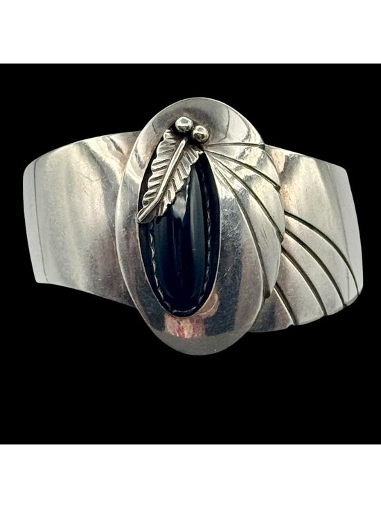 R.M.J. Jewelry - Southwestern Cuff Bracelet Sterling Silver Black Onyx By RMJ 44g Modern Design